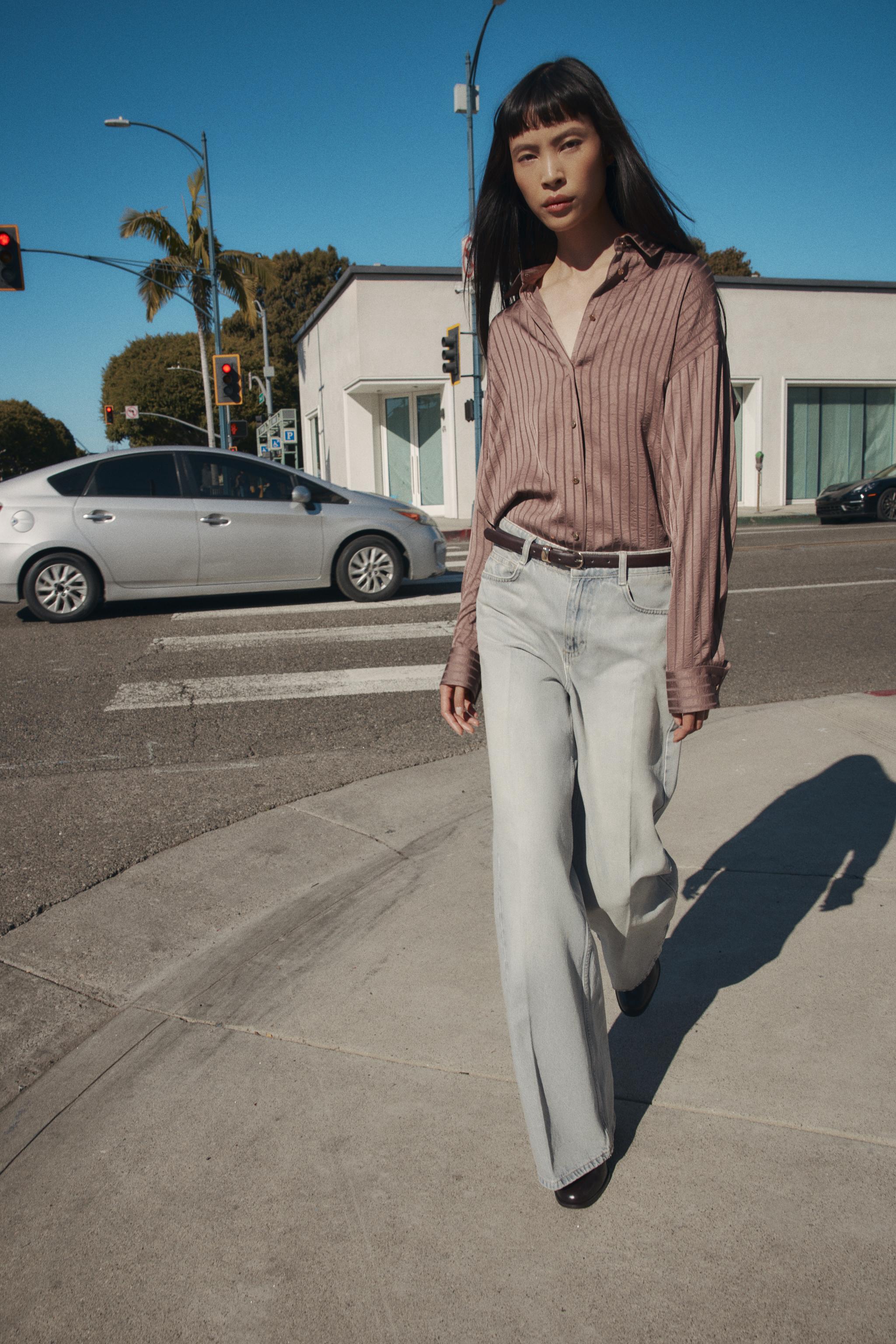 STRIPED SATIN EFFECT SHIRT